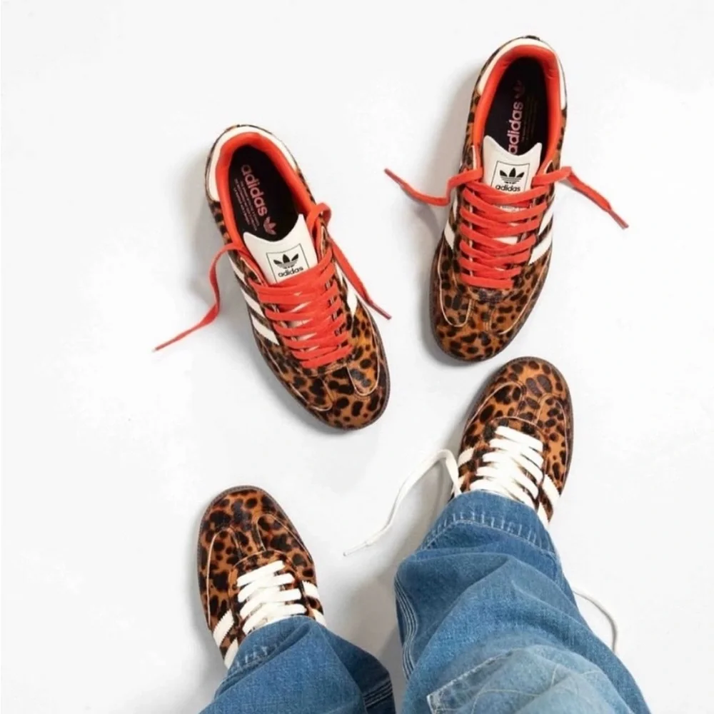 adidas Leopard Print Samba Sneakers with Red Laces - Picture 2 of 7